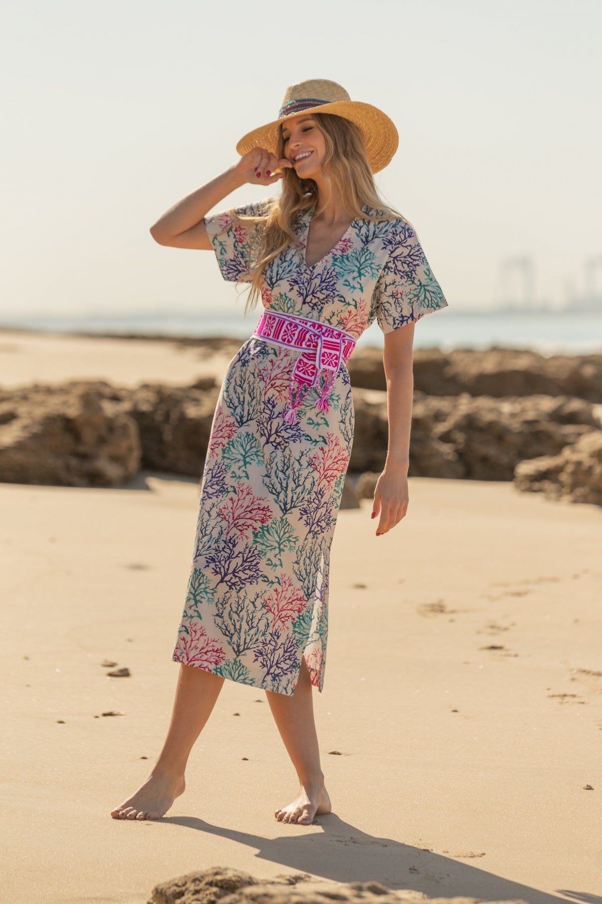 Caftán Corales Azul - Strandkleid