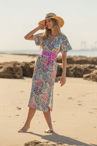 Caftán Corales Azul - Strandkleid